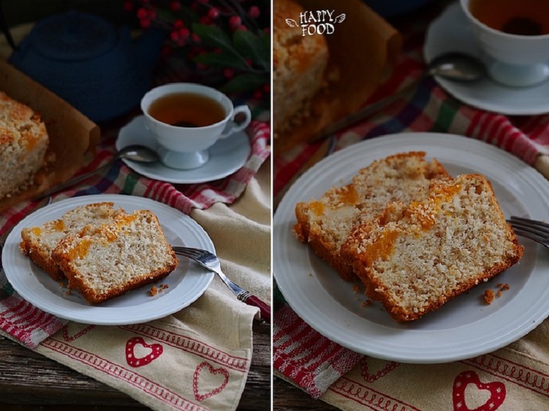 Веганский кекс с кокосом, персиками и овсянкой