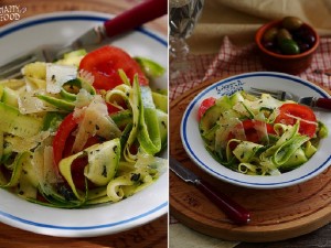 Простой салат с цуккини , томатами и пармезаном
