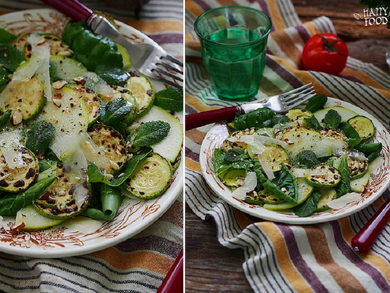 Салат с яблоком, цуккини и орехами