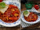 Тушенный порей с томатами